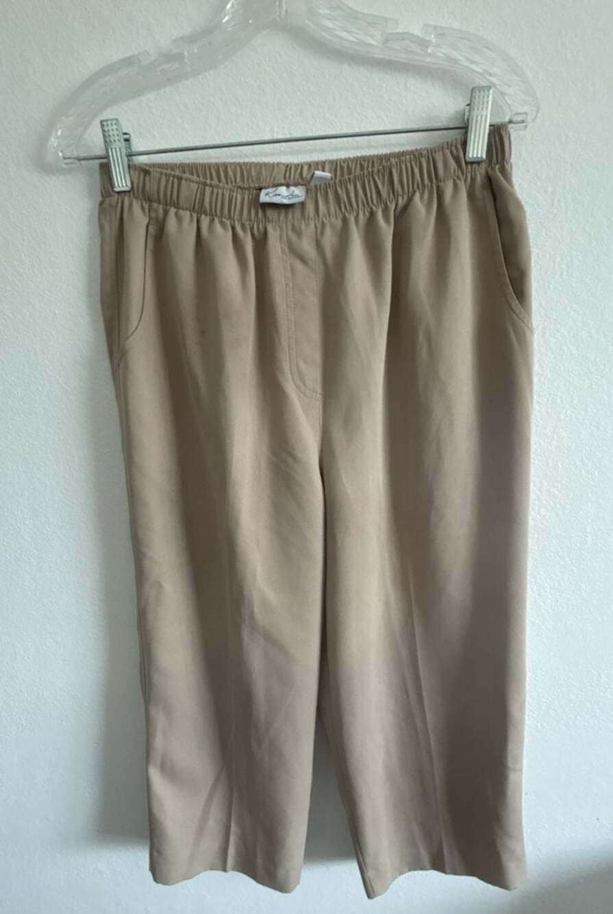 Kim Rogers Women's Beige Elastic Waist Cropped Pull-On Pants size 10P